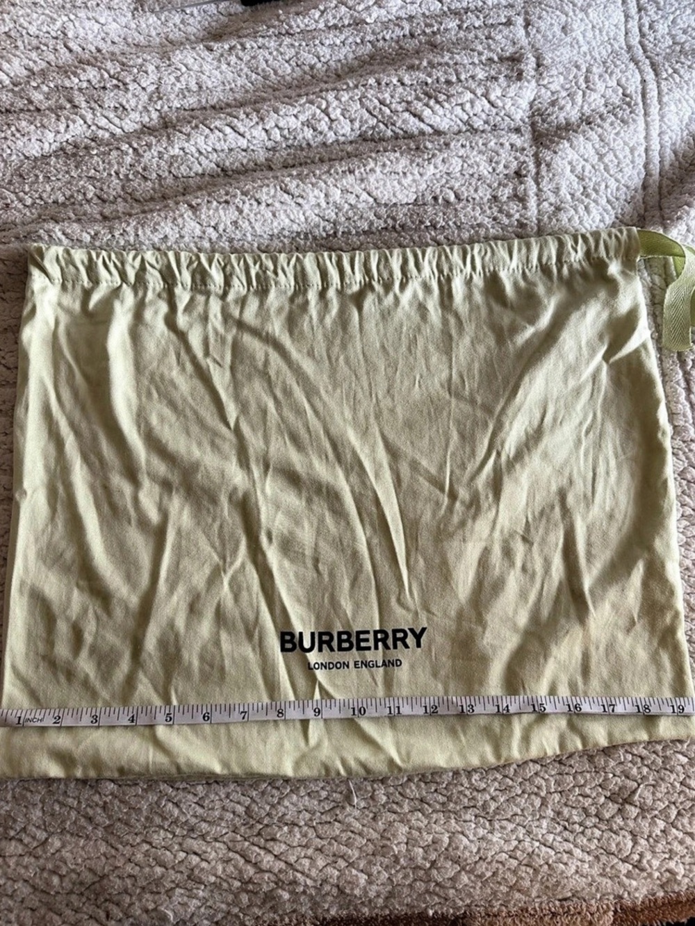 AUTH Burberry London England Logo Drawstring Microfiber Dust Bag Large